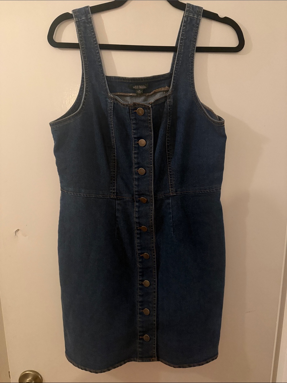 wild fable Dark Blue Button-Front Denim Overall Dress